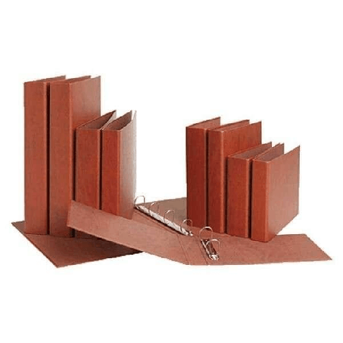 Mariola Cartella portadocumenti a 2 anelli in pelle di cartone goffrata - Formato foglio orizzontale - Anelli rotondi 40 mm - Misure 25x34x55 cm - Col