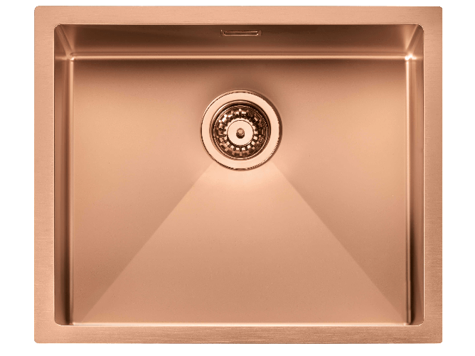 Lavello IRIDE MATT F3" 1 vasca ACCIAIO INOX Finitura: COPPER BRONZE OPACO, incasso: slim, sottotop e filotop, 57X45 prof. 19