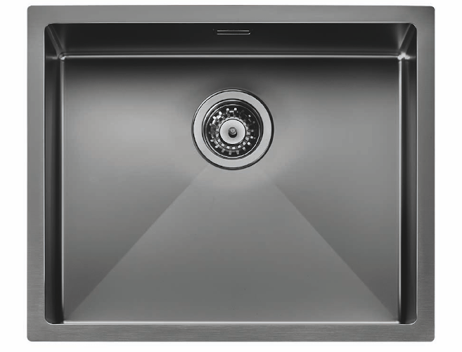 Lavello IRIDE MATT F3" 1 vasca ACCIAIO INOX Finitura: GUN METAL OPACO, incasso: slim, sottotop e filotop, 57X45 prof. 19