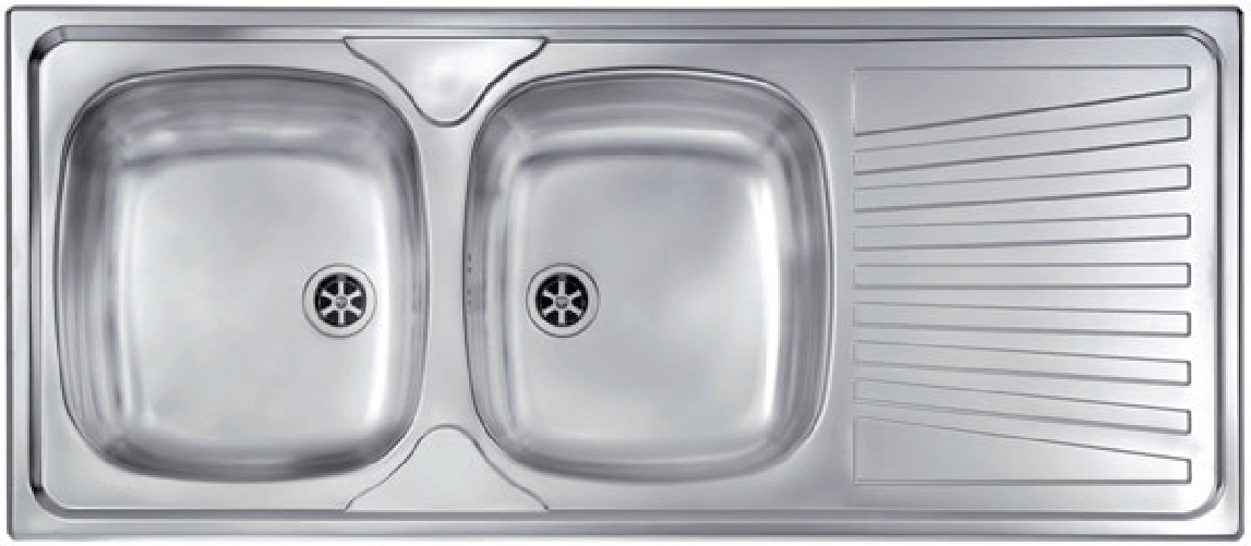 CM 011557SCSSX Serie Mondial 3'' Lavello Acciaio inox prelucidato da incasso Gocciolatoio a Destra 2 vasche 116X50cm