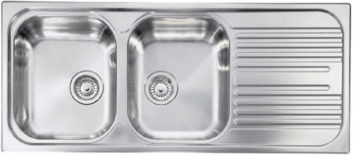 CM 010547SCSSX Serie IX Atlantic 3'' Lavello Acciaio Inox Satinato da incasso Gocciolatoio a Destra 2 Vasche 116X50cm