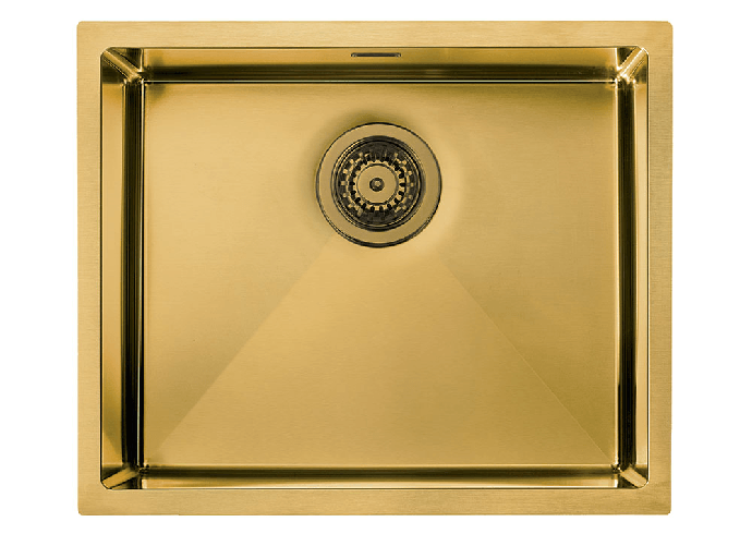 Lavello IRIDE F3" 1 vasca ACCIAIO INOX Finitura: GOLD, incasso: slim, sottotop e filotop, 57X45 prof. 19
