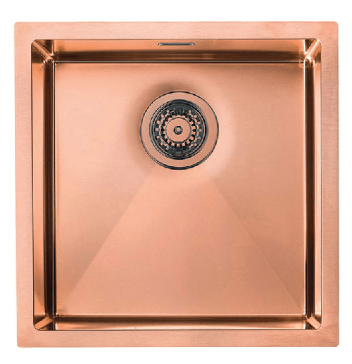Lavello IRIDE F3" 1 vasca ACCIAIO INOX Finitura: COPPER BRONZE, incasso: slim, sottotop e filotop, 45X45 prof. 19