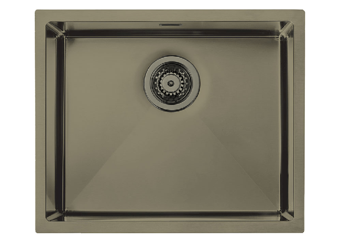 Lavello IRIDE F3" 1 vasca ACCIAIO INOX Finitura: GUN METAL, incasso: slim, sottotop e filotop, 57X45 prof. 19