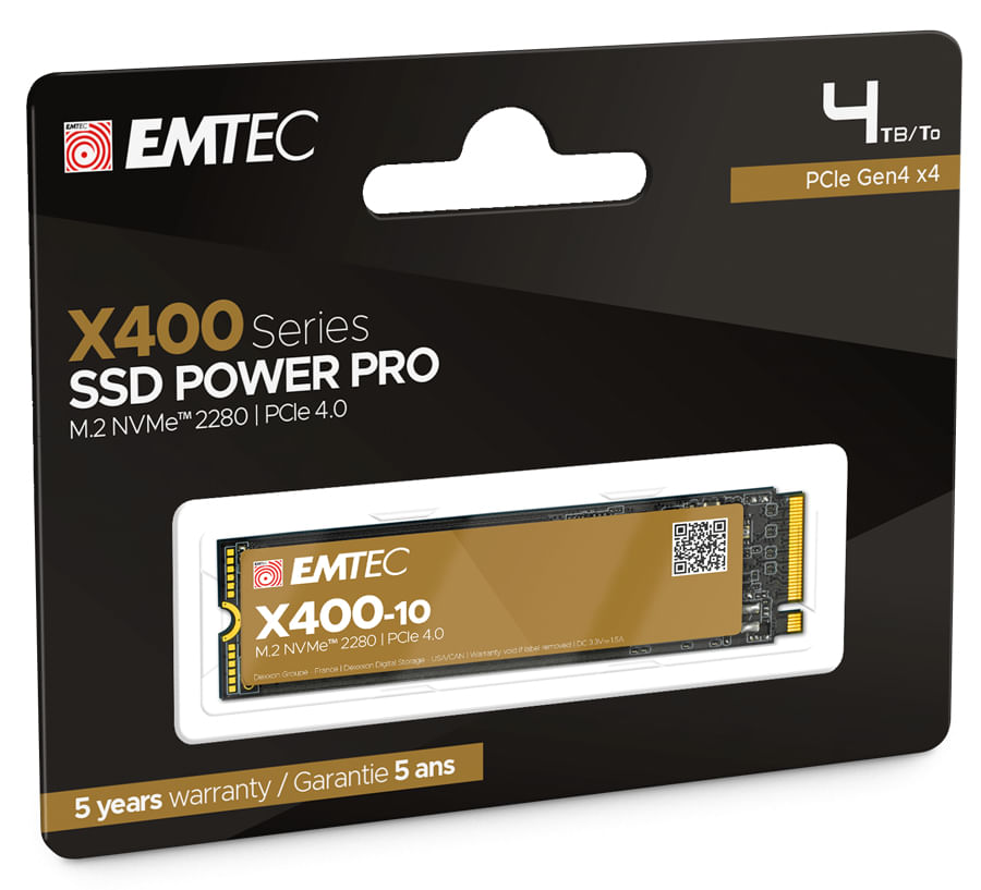 Emtec SSD interno X410 4TB M.2 2280 SATA 3D NAND 7500MB/sec Emtec X400-10 M.2 4 TB PCI Express 4.0 NVMe
