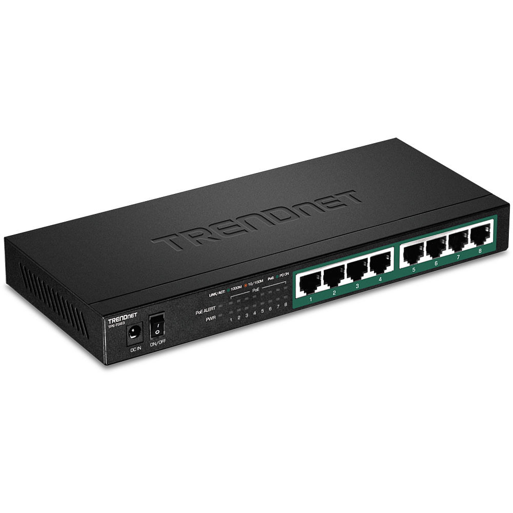 Trendnet TPE-TG83 switch di rete Non gestito Gigabit Ethernet [10/100/1000] Supporto Power over Ethernet [PoE] Nero (8-P Trendnet TPE-TG83 switch di r