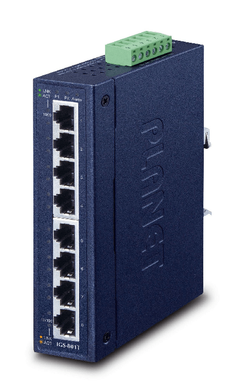 PLANET IGS-801T switch di rete Non gestito L2 Gigabit Ethernet [10/100/1000] Blu (IP30 Slim type 8-P Industrial - Gigabi PLANET IGS-801T switch di ret