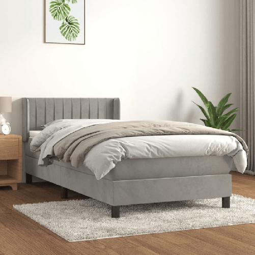 vidaXL Giroletto a Molle con Materasso Grigio Chiaro 90x200 cm Velluto