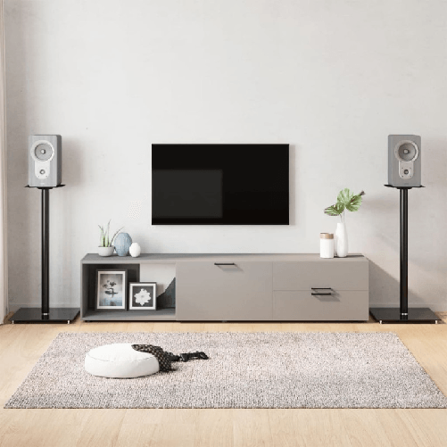 vidaXL Pedane per Casse 2pz Nero Vetro Temperato Design a 1 Pilastro
