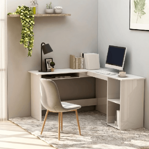 vidaXL Scrivania Angolare a L Bianco Lucido 120x140x75cm in Truciolato