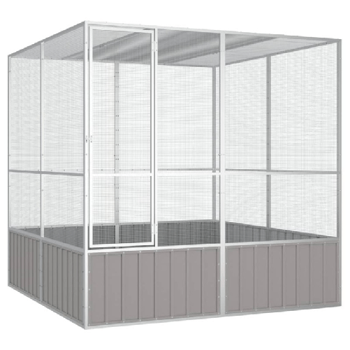 Gabbia per Uccelli Grigia 213,5x217,5x211,5 cm Acciaio Zincato