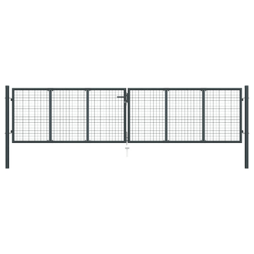 Cancello per Giardino in Acciaio Zincato 400x150 cm Grigio