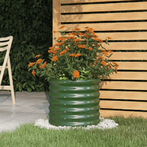 vidaXL Vaso da Giardino Acciaio Verniciato a Polvere 40x40x36 cm Verde