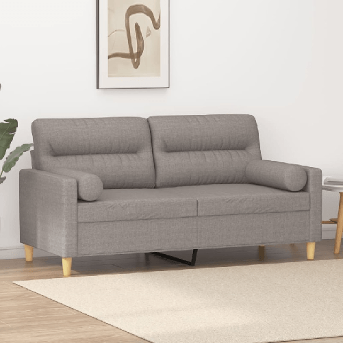 vidaXL Divano a 2 Posti con Cuscini Tortora 140 cm in Tessuto