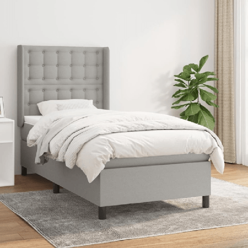 vidaXL Giroletto a Molle con Materasso Grigio Chiaro100x200 cm Tessuto