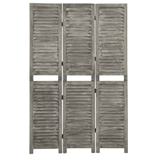 vidaXL Divisorio a 3 Pannelli Grigio 106,5x166 cm in Legno Massello