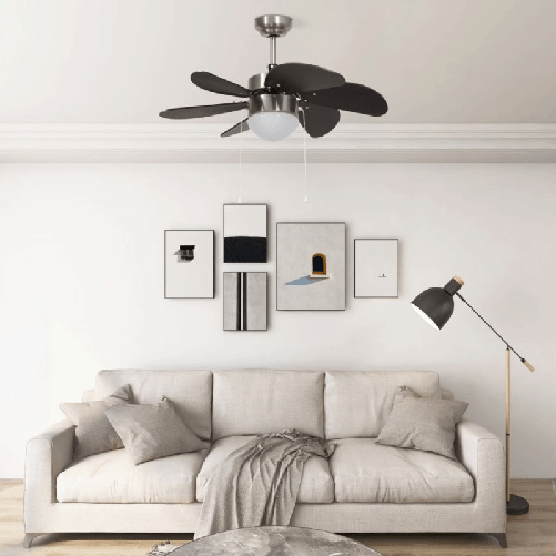 vidaXL Ventilatore da Soffitto con Luce 76 cm Marrone Scuro