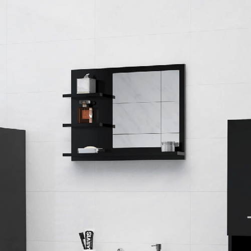 vidaXL Specchio da Bagno Nero 60x10,5x45 cm in Truciolato