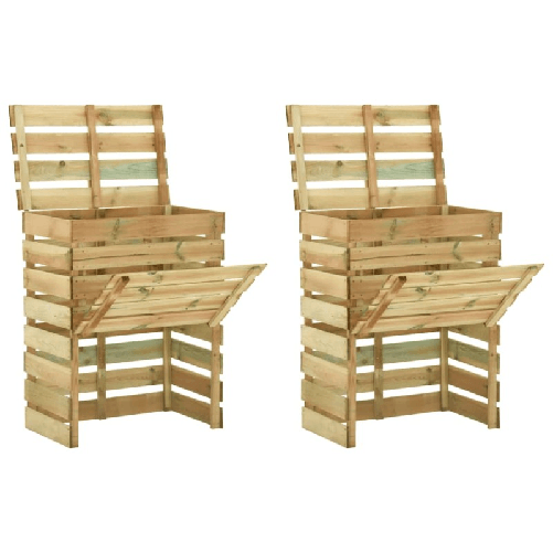 vidaXL Compostiere da Giardino Doghe 2 pz 80x50x100 cm Pino Impregnato