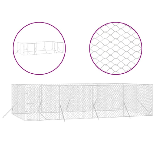 vidaXL Cuccia per Cani da Esterno Argento 8x4x2 m in Acciaio Zincato