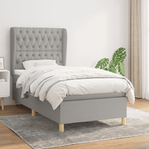 VidaXL Giroletto a Molle con Materasso Grigio Chiaro100x200 cm Tessuto