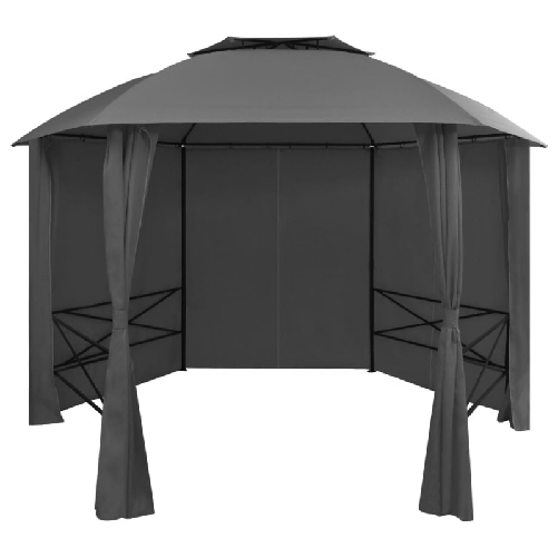 vidaXL Gazebo Padiglione da Giardino con Tende Esagonale 360x265 cm