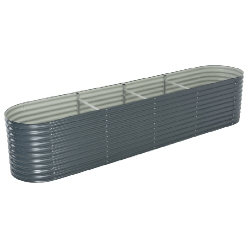 vidaXL Letto Rialzato Giardino 400x80x81 cm in Acciaio Zincato Grigio