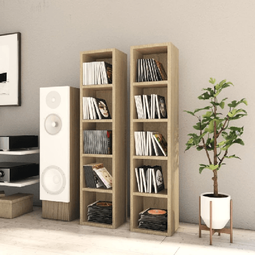 vidaXL Scaffali Porta CD 2 pz Rovere Sonoma 21x16x93,5cm in Truciolato