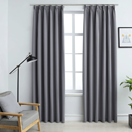Tende Oscuranti con Ganci 2 pz Grigie 140x225 cm