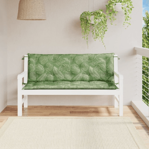 vidaXL Cuscini Panca Giardino 2 pz Motivo a Foglie 150x50x7 cm Tessuto