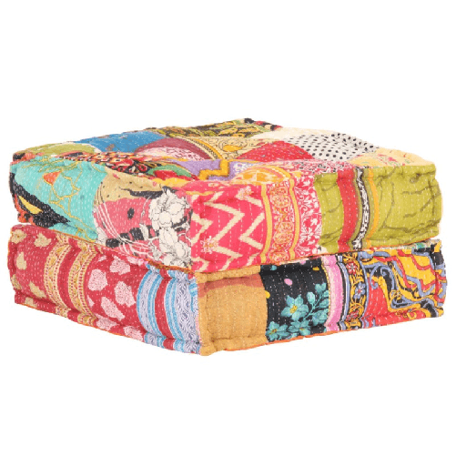 vidaXL Pouf 60x70x36 cm in Tessuto Patchwork