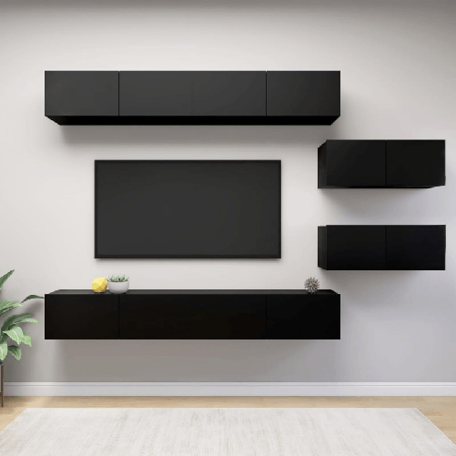 vidaXL Set Mobile TV 6 pz Nero in Truciolato