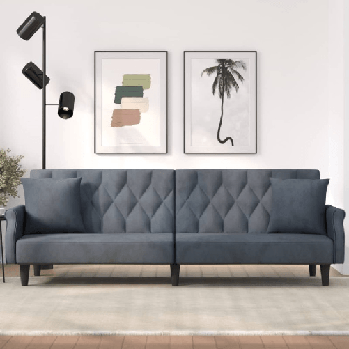 vidaXL Divano Letto con Braccioli Grigio Scuro in Velluto