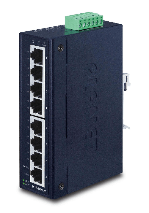 PLANET IGS-801M switch di rete Gestito L2/L4 Gigabit Ethernet [10/100/1000] 1U Blu (IP30 Slim type 8-P Industrial - Mana PLANET IGS-801M switch di ret