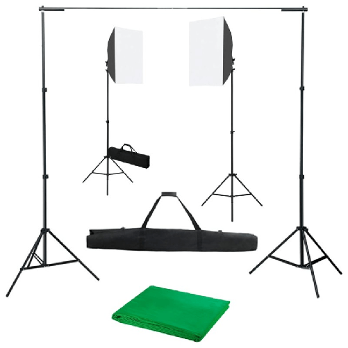 vidaXL Kit per Studio Fotografico con Luci Softbox e Fondale