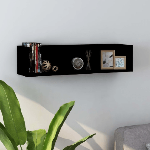 vidaXL Scaffale Porta CD a Parete Nero 75x18x18 cm in Truciolato
