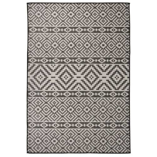Tappeto da Esterni a Tessitura Piatta 160x230 cm Strisce Nere