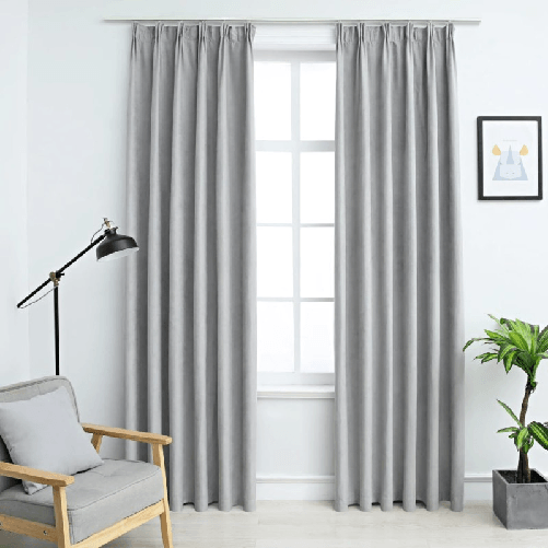 Tende Oscuranti con Ganci 2 pz Grigie 140x225 cm