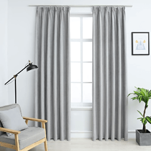 Tende Oscuranti con Ganci 2 pz Grigie 140x245 cm