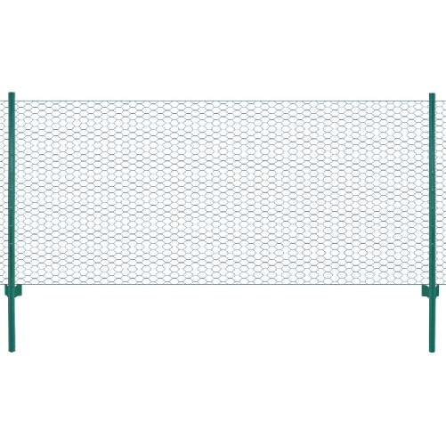 vidaXL Rete per Recinzione con Pali in Acciaio 25x0,5 m Verde