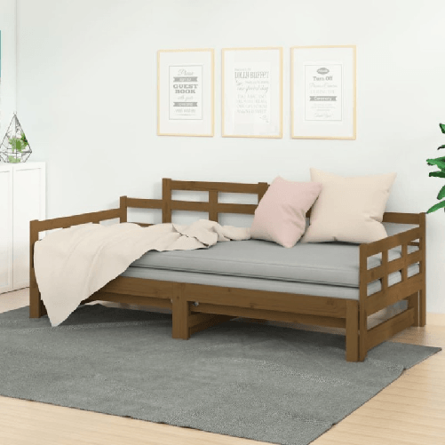 Dormeuse Estraibile Miele Legno Massello di Pino 2x(90x190) cm