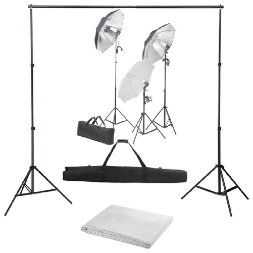 vidaXL Kit per Studio Fotografico con Set di Luci e Fondale