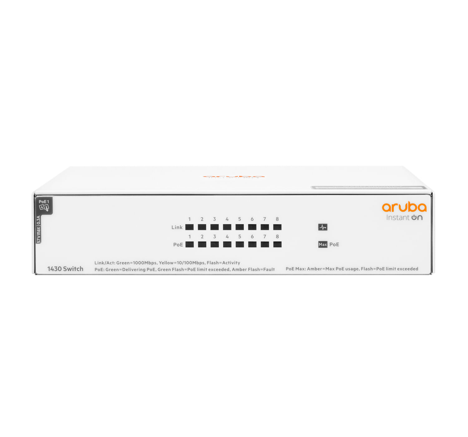 Hp Aruba Instant On 1430 8G Class4 PoE 64W Non gestito L2 Gigabit Ethernet (10/100/1000 Aruba Instant On 1430 8G Class4 PoE 64W Non gestito L2 Gigabit