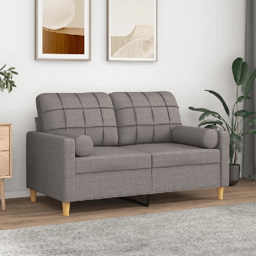 vidaXL Divano a 2 Posti con Cuscini Tortora 120 cm in Tessuto