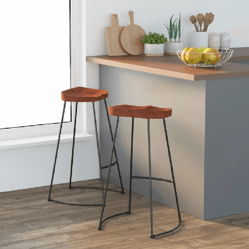 Sgabelli da Bar Gavin 2 pz 50x40x78 cm Legno Massello di Mango