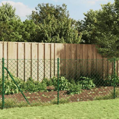 vidaXL Recinzione a Rete con Picchetti Ancoraggio Verde 0,8x10 m