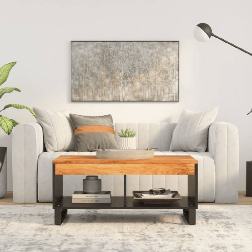 vidaXL Tavolino da Salotto 90x50x40 cm in Legno Massello di Acacia