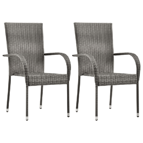 vidaXL Sedie da Esterno Impilabili 2 pz Grigie in Polyrattan
