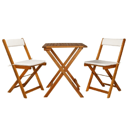 vidaXL Set da Bistrot 3 pz Pieghevole con Cuscini Massello di Acacia