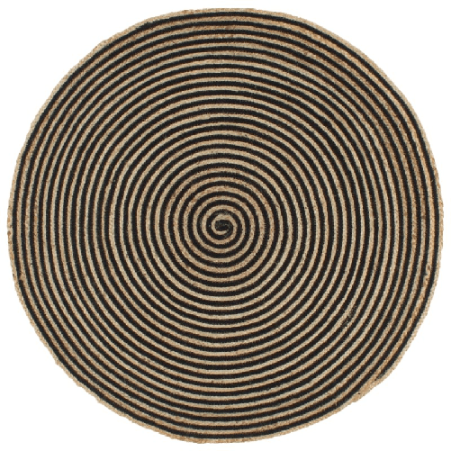 vidaXL Tappeto Lavorato a Mano in Juta Design a Spirale Nero 90 cm